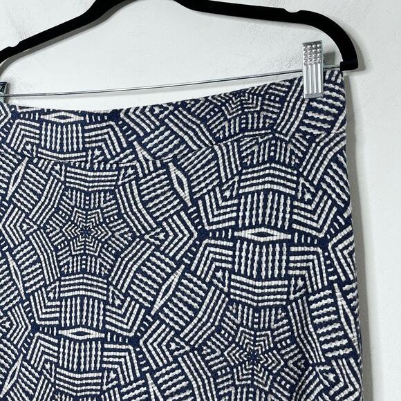 Aeropostale Women's Maxi Skirt L Blue Geometric Print Double Slit Hem Pull On - Picture 2 of 8